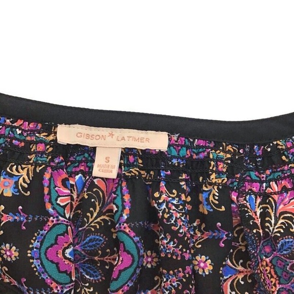 Gibson Latimer Colorful Blouse Multicolor Geometric Long Sleeve Art Deco Small - Picture 6 of 6